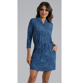 IBKul IBKul Stephanie 3/4 Sleeve Drawstring Dress Navy/Peri