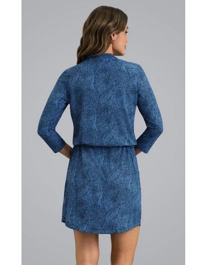 IBKul IBKul Stephanie 3/4 Sleeve Drawstring Dress Navy/Peri