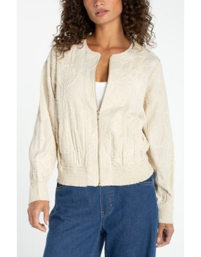 Liverpool Los Angeles Liverpool Long Sleeve Collarless Jacket with Smocking