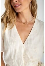 Liverpool Los Angeles Liverpool Short Sleeve Wrap Front Woven Top w/ tie