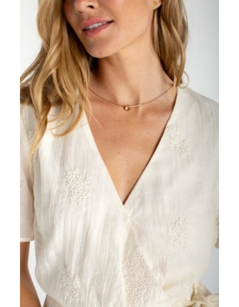 Liverpool Los Angeles Liverpool Short Sleeve Wrap Front Woven Top w/ tie