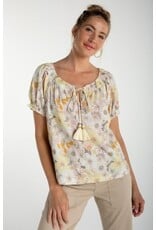 Liverpool Los Angeles Liverpool Short Sleeve Tie Neck Woven Top