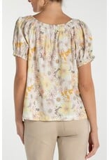 Liverpool Los Angeles Liverpool Short Sleeve Tie Neck Woven Top