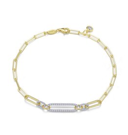 Lafonn Lafonn 2-Tone Paperclip Bracelet 0.85 CTW  7.5"