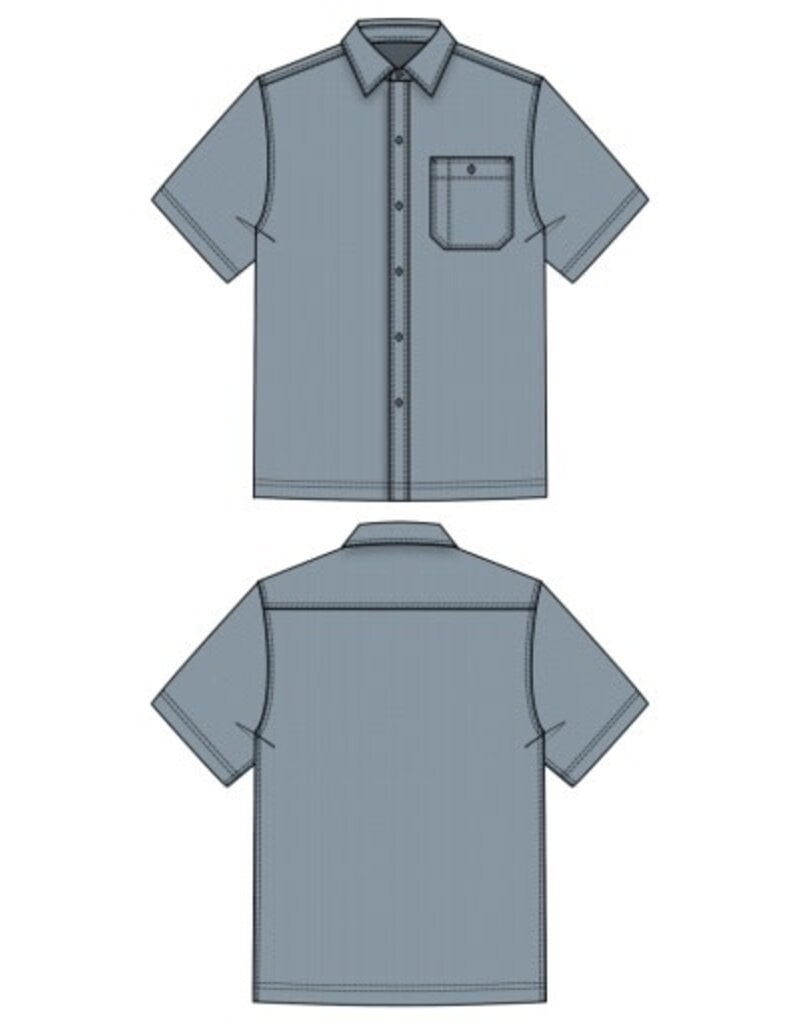 Liverpool Los Angeles Liverpool Short Sleeve Knit Button Up Shirt Blue Aura