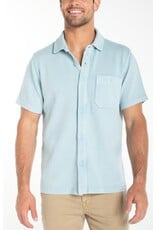 Liverpool Los Angeles Liverpool Short Sleeve Knit Button Up Shirt Blue Aura