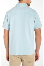 Liverpool Los Angeles Liverpool Short Sleeve Knit Button Up Shirt Blue Aura