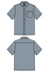 Liverpool Los Angeles Liverpool Short Sleeve Knit Button Up Shirt Blue Aura