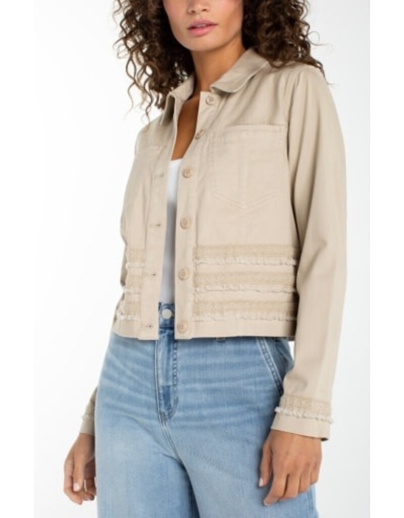 Liverpool Los Angeles Liverpool Trucker Jacket w/ Fray and Lace