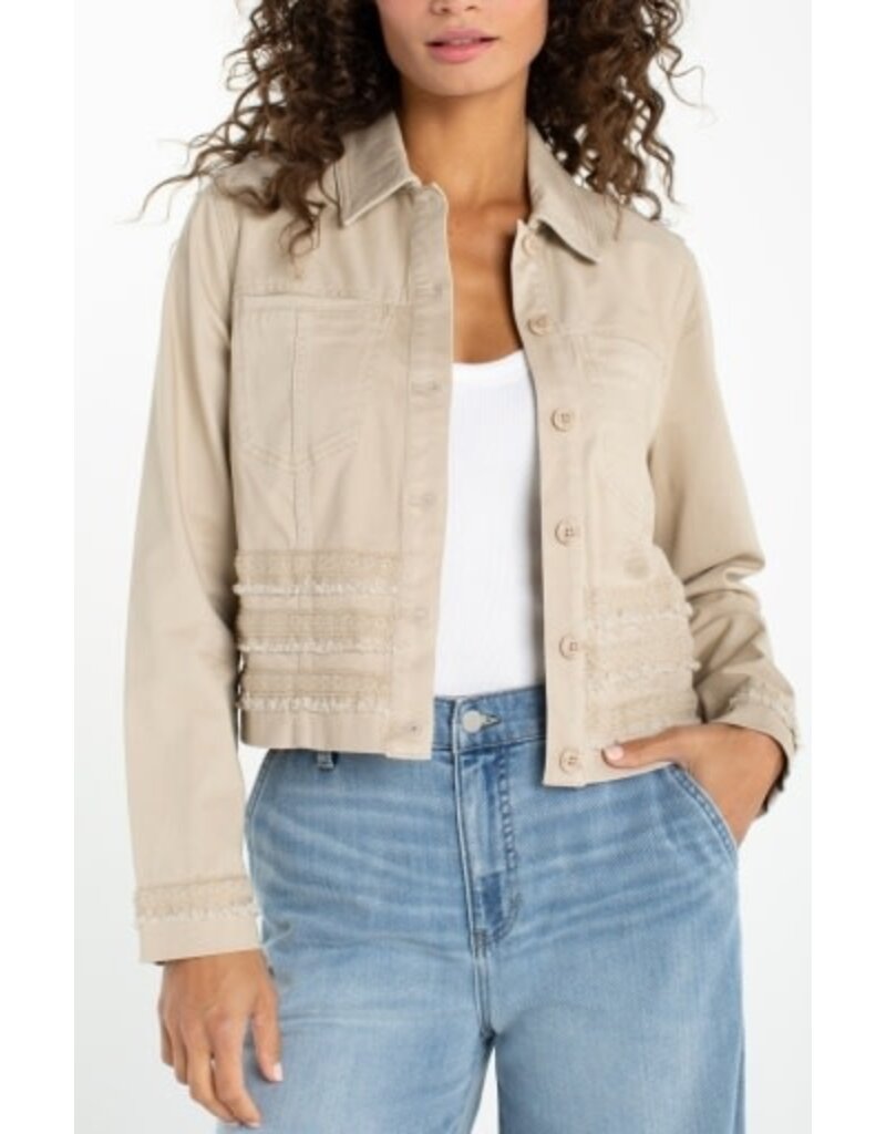 Liverpool Los Angeles Liverpool Trucker Jacket w/ Fray and Lace