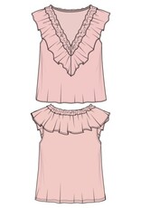 Liverpool Los Angeles Liverpool Ruffle Front Sleeveless Woven Knit Top