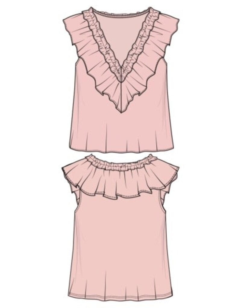 Liverpool Los Angeles Liverpool Ruffle Front Sleeveless Woven Knit Top