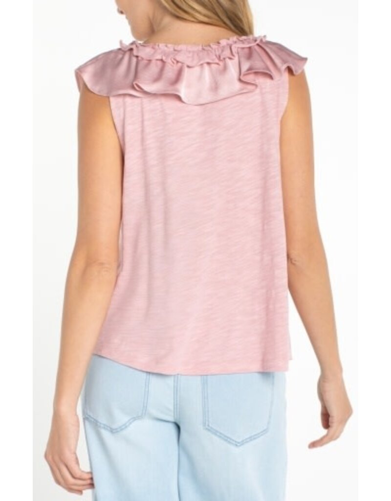Liverpool Los Angeles Liverpool Ruffle Front Sleeveless Woven Knit Top