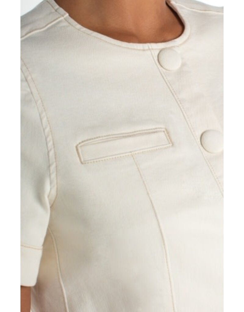 Liverpool Los Angeles Liverpool Collarless Short Sleeve Cropped Jacket