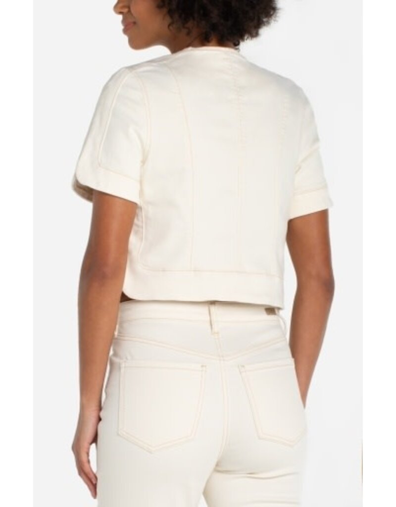 Liverpool Los Angeles Liverpool Collarless Short Sleeve Cropped Jacket