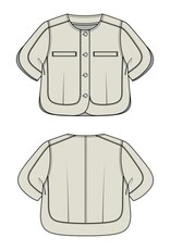 Liverpool Los Angeles Liverpool Collarless Short Sleeve Cropped Jacket