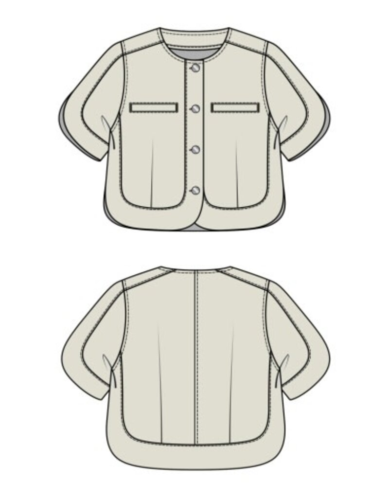 Liverpool Los Angeles Liverpool Collarless Short Sleeve Cropped Jacket