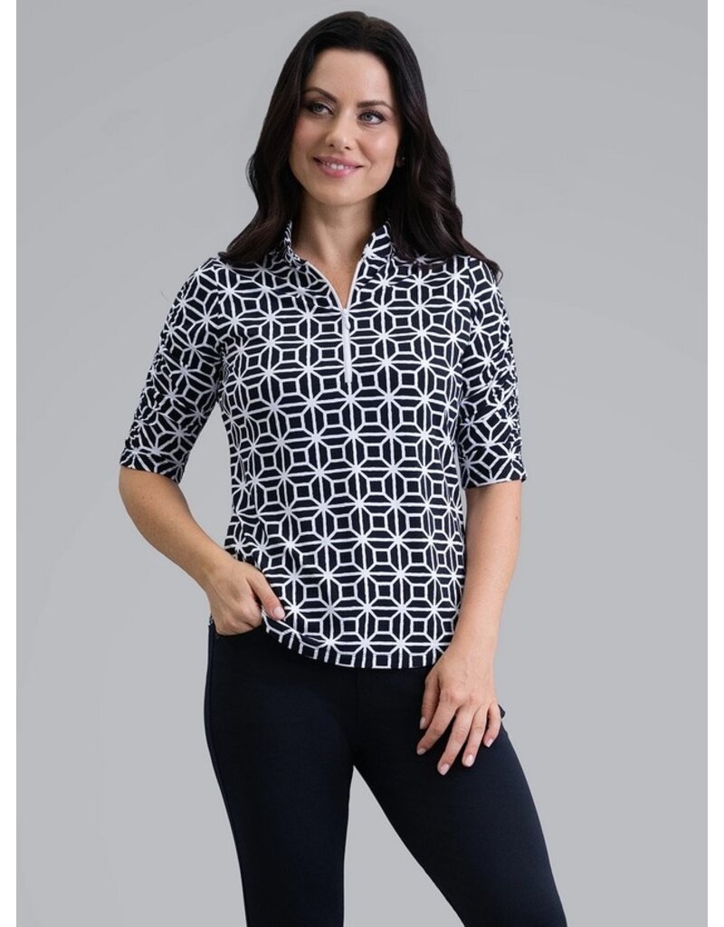 IBKul IBKul Carolyn Ruched ELbow Sleeve Black