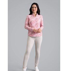 IBKul IBKul Briana Long Sleeve Zip Mock Peach