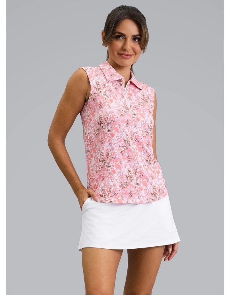 IBKul IBKul Briana Sleeveless Zip Polo Peach