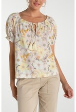 Liverpool Los Angeles Liverpool Short Sleeve Tie Neck Woven Top