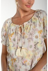 Liverpool Los Angeles Liverpool Short Sleeve Tie Neck Woven Top