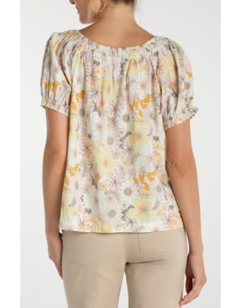 Liverpool Los Angeles Liverpool Short Sleeve Tie Neck Woven Top