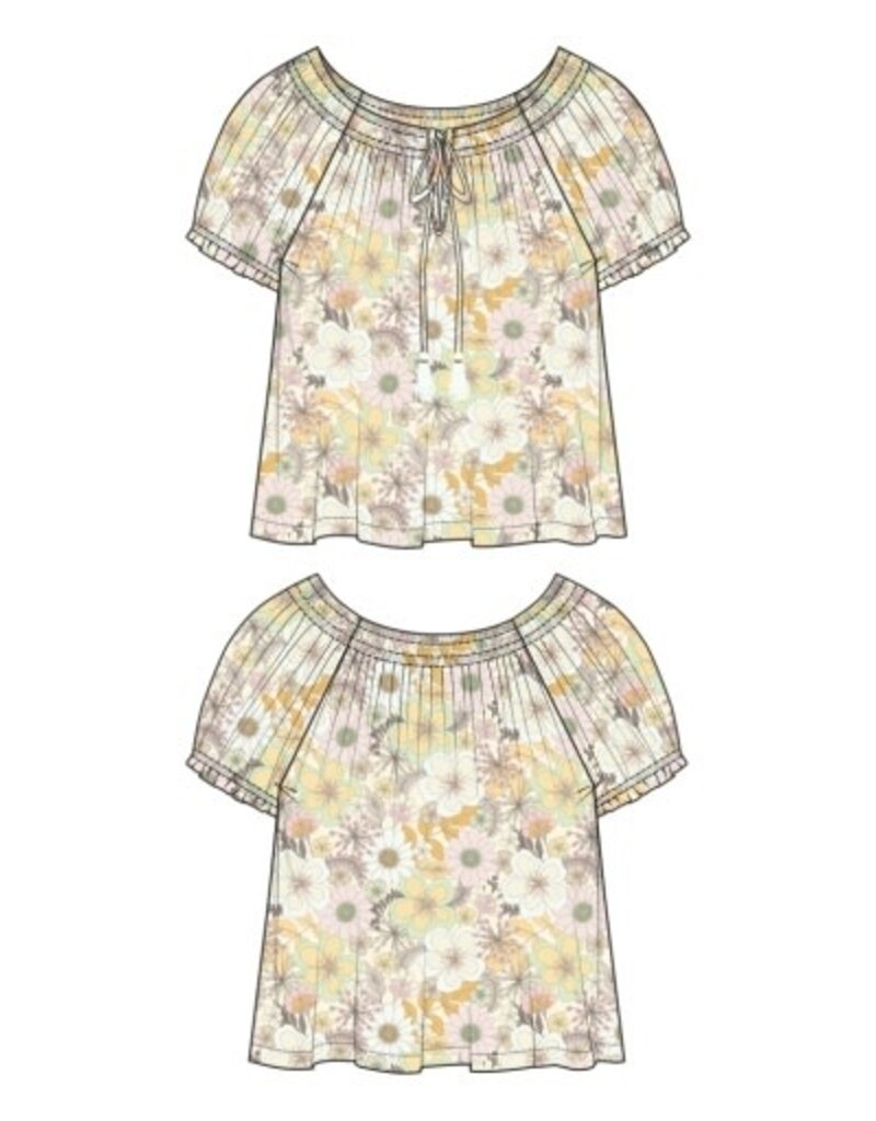 Liverpool Los Angeles Liverpool Short Sleeve Tie Neck Woven Top