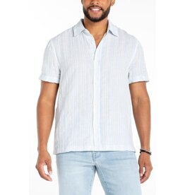 Liverpool Los Angeles Liverpool Short Sleeve Button Up Shirt Light Blue Multi