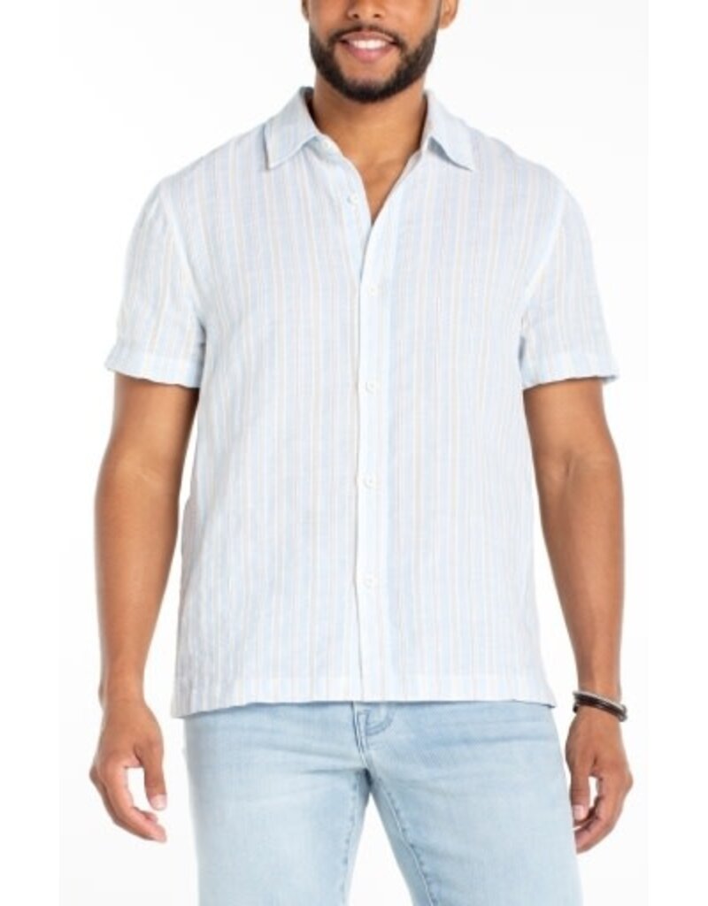 Liverpool Los Angeles Liverpool Short Sleeve Button Up Shirt Light Blue Multi