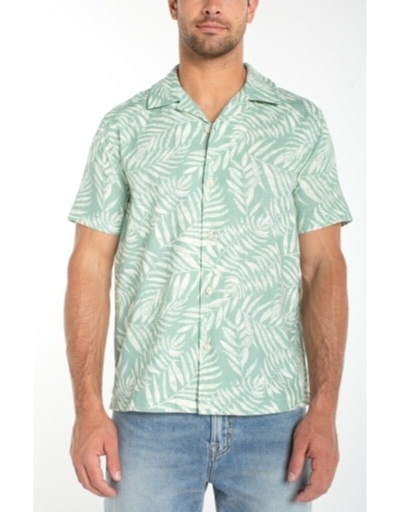 Liverpool Los Angeles Liverpool Short Sleeve Button Up Camp Shirt Sage Green Multi