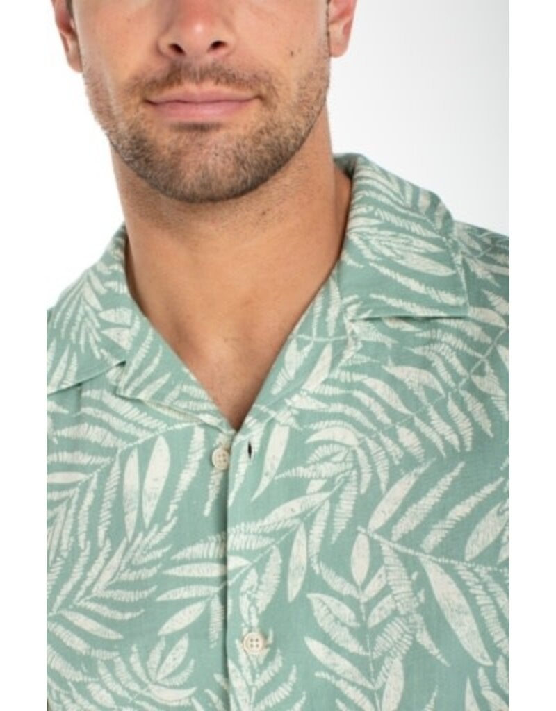 Liverpool Los Angeles Liverpool Short Sleeve Button Up Camp Shirt Sage Green Multi