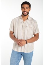 Liverpool Los Angeles Liverpool Short Sleeve Button Up Shirt Khaki White