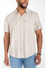 Liverpool Los Angeles Liverpool Short Sleeve Button Up Shirt Khaki White