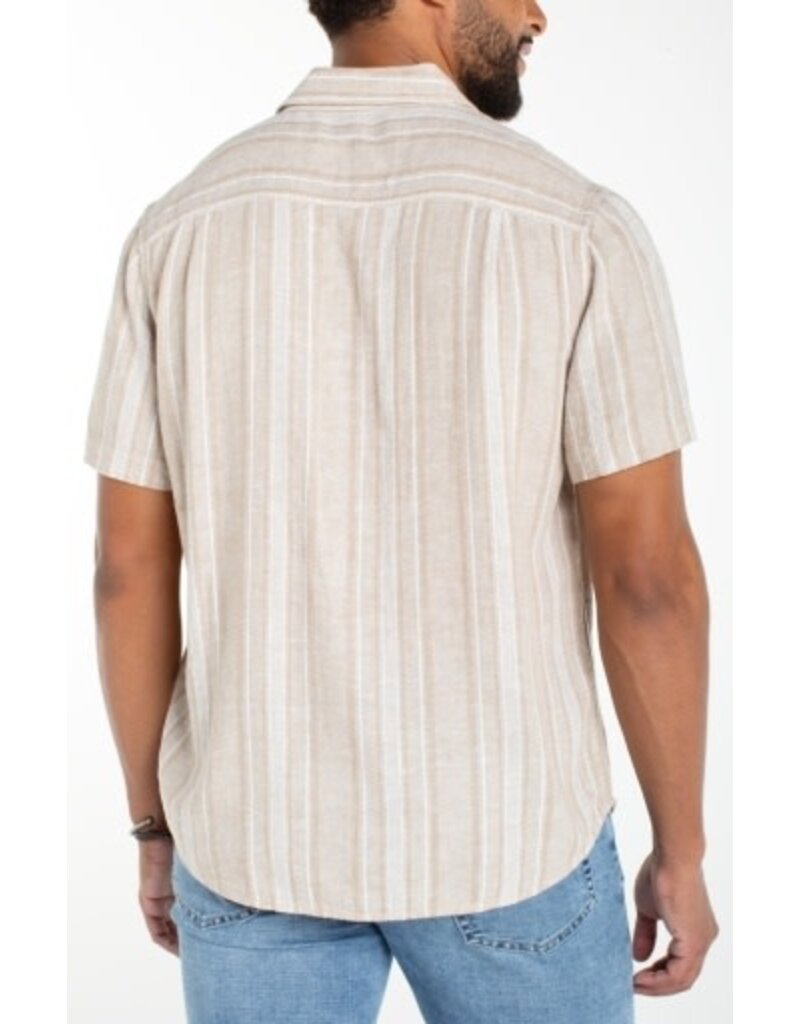 Liverpool Los Angeles Liverpool Short Sleeve Button Up Shirt Khaki White