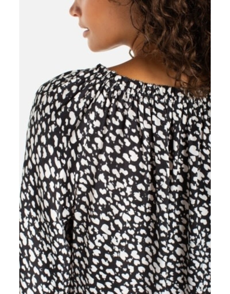 Liverpool Los Angeles Liverpool 3/4 Sleeve Button Front Woven Top with Ruffle Details