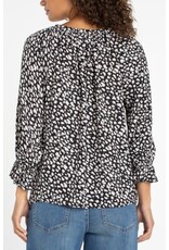 Liverpool Los Angeles Liverpool 3/4 Sleeve Button Front Woven Top with Ruffle Details