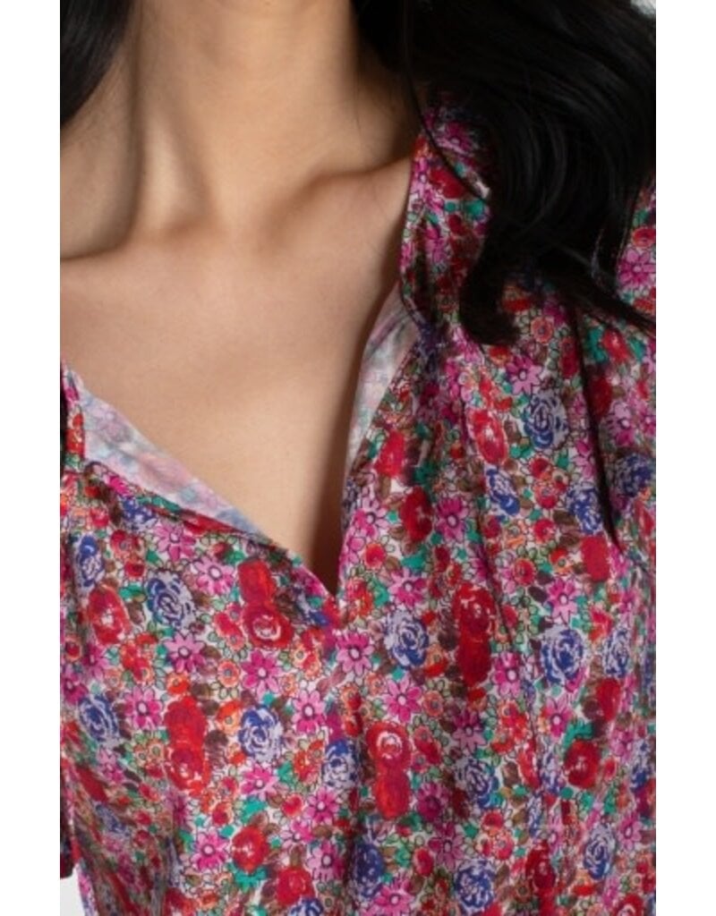 Liverpool Los Angeles Liverpool Flutter Sleeve Peplum Woven Top with Ties