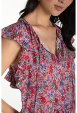 Liverpool Los Angeles Liverpool Flutter Sleeve Peplum Woven Top with Ties