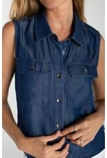 Liverpool Los Angeles Liverpool Sleeveless Button Top with Pockets