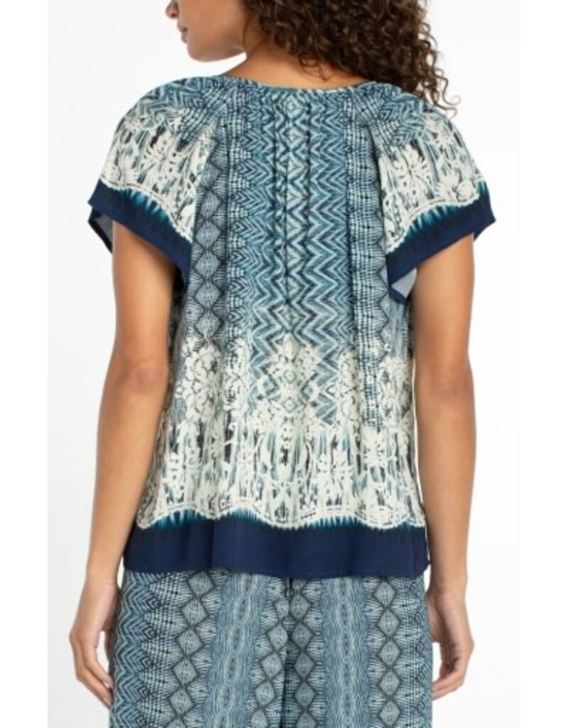 Liverpool Los Angeles Liverpool Short Sleeve Woven Top with Front Tie