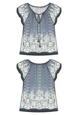 Liverpool Los Angeles Liverpool Short Sleeve Woven Top with Front Tie