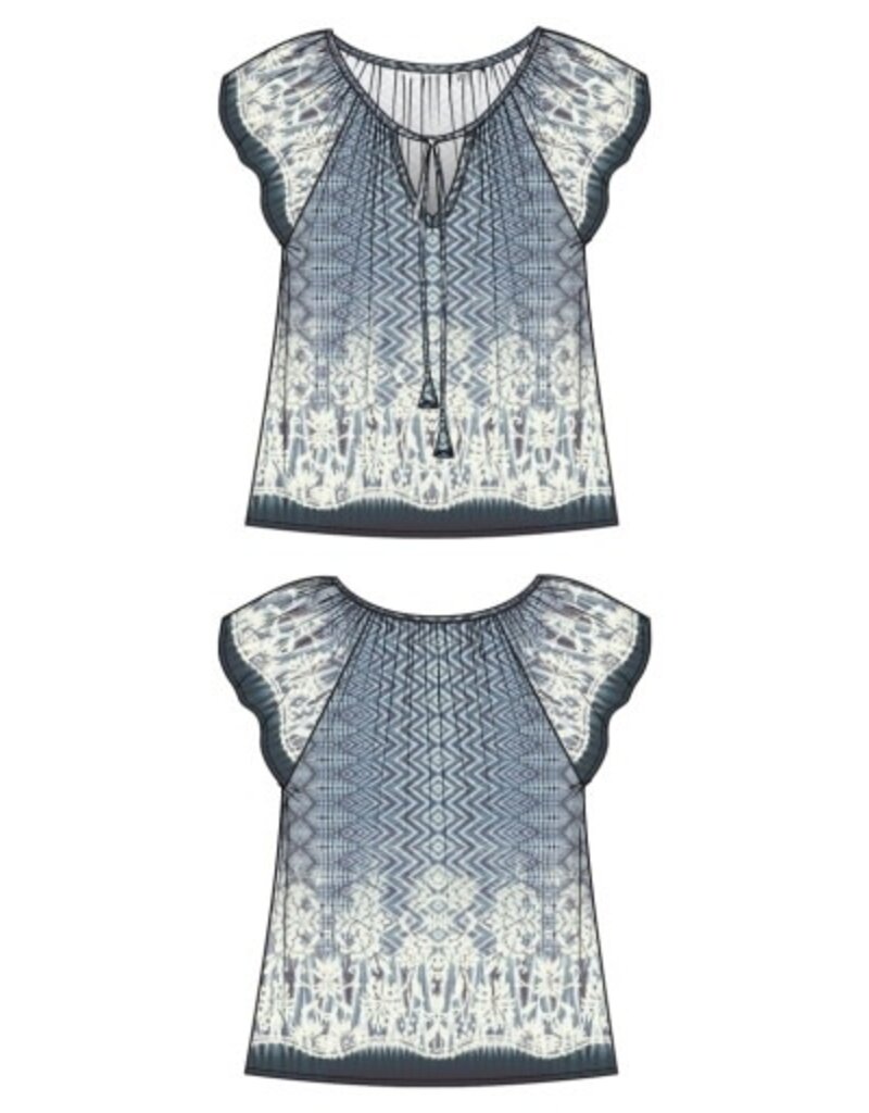 Liverpool Los Angeles Liverpool Short Sleeve Woven Top with Front Tie