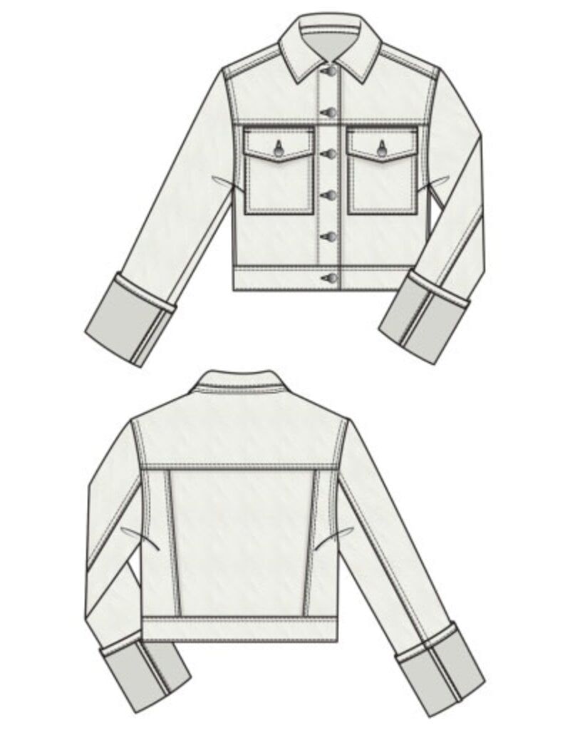 Liverpool Los Angeles Liverpool Cropped Jacket with Bracelet Length Cuffed Sleeves