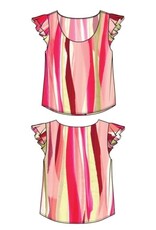 Liverpool Los Angeles Liverpool Flutter Sleeve Scoop Neck Woven Top