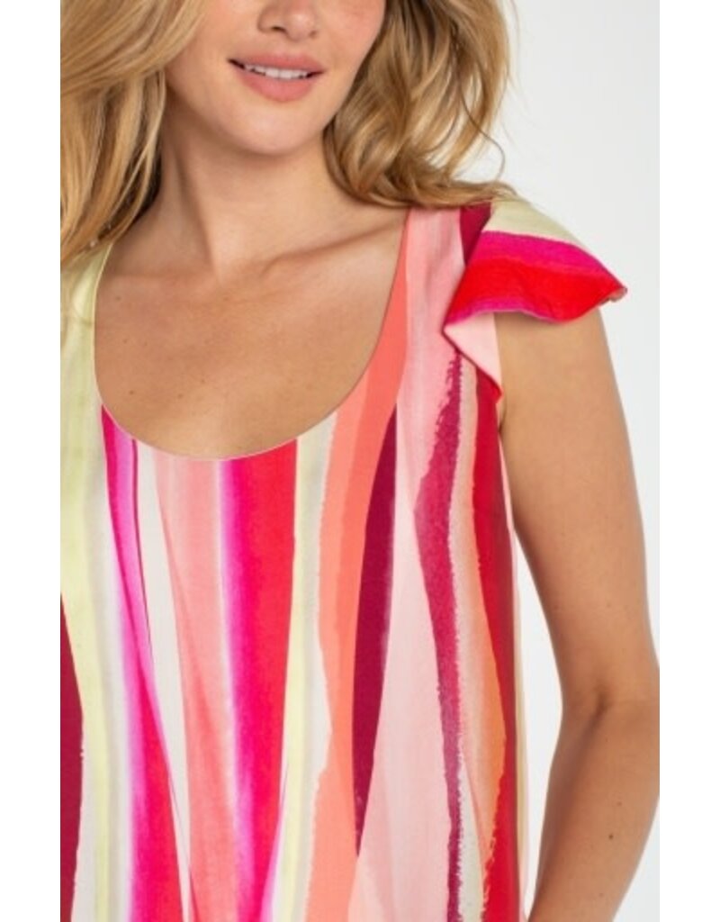 Liverpool Los Angeles Liverpool Flutter Sleeve Scoop Neck Woven Top