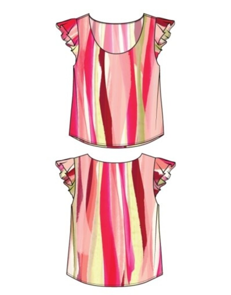 Liverpool Los Angeles Liverpool Flutter Sleeve Scoop Neck Woven Top