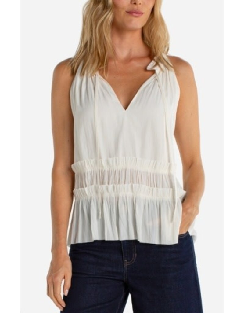 Liverpool Los Angeles Liverpool Sleeveless Woven Top with  Ruffles