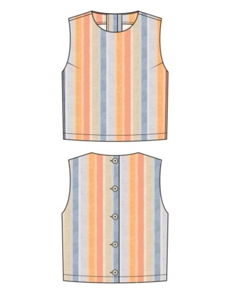 Liverpool Los Angeles Liverpool Sleeveless Shell Top w/Button Back