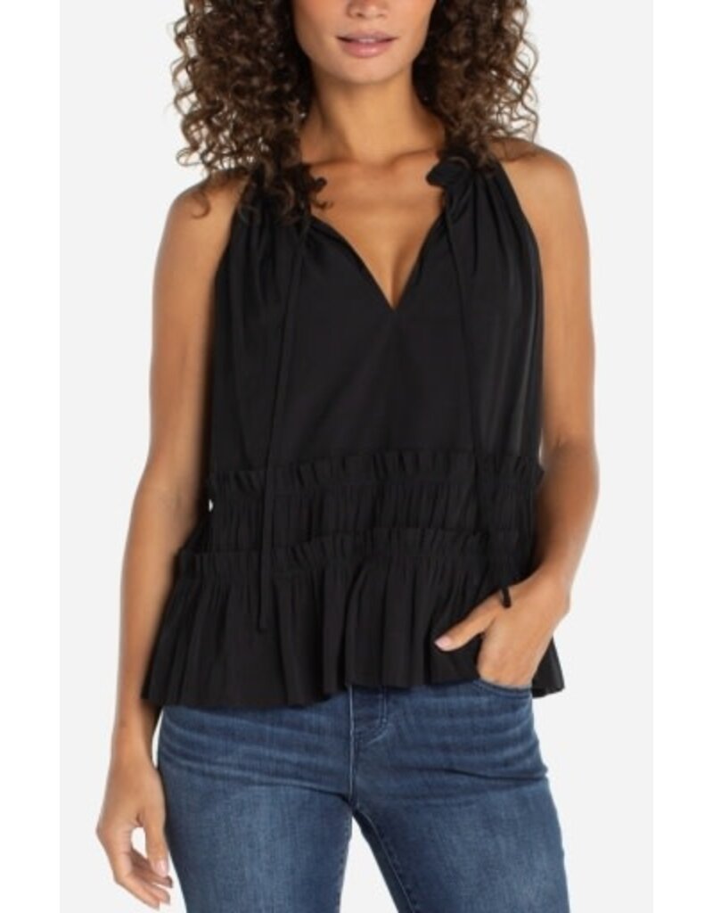 Liverpool Los Angeles Liverpool Sleeveless Woven Top with  Ruffles